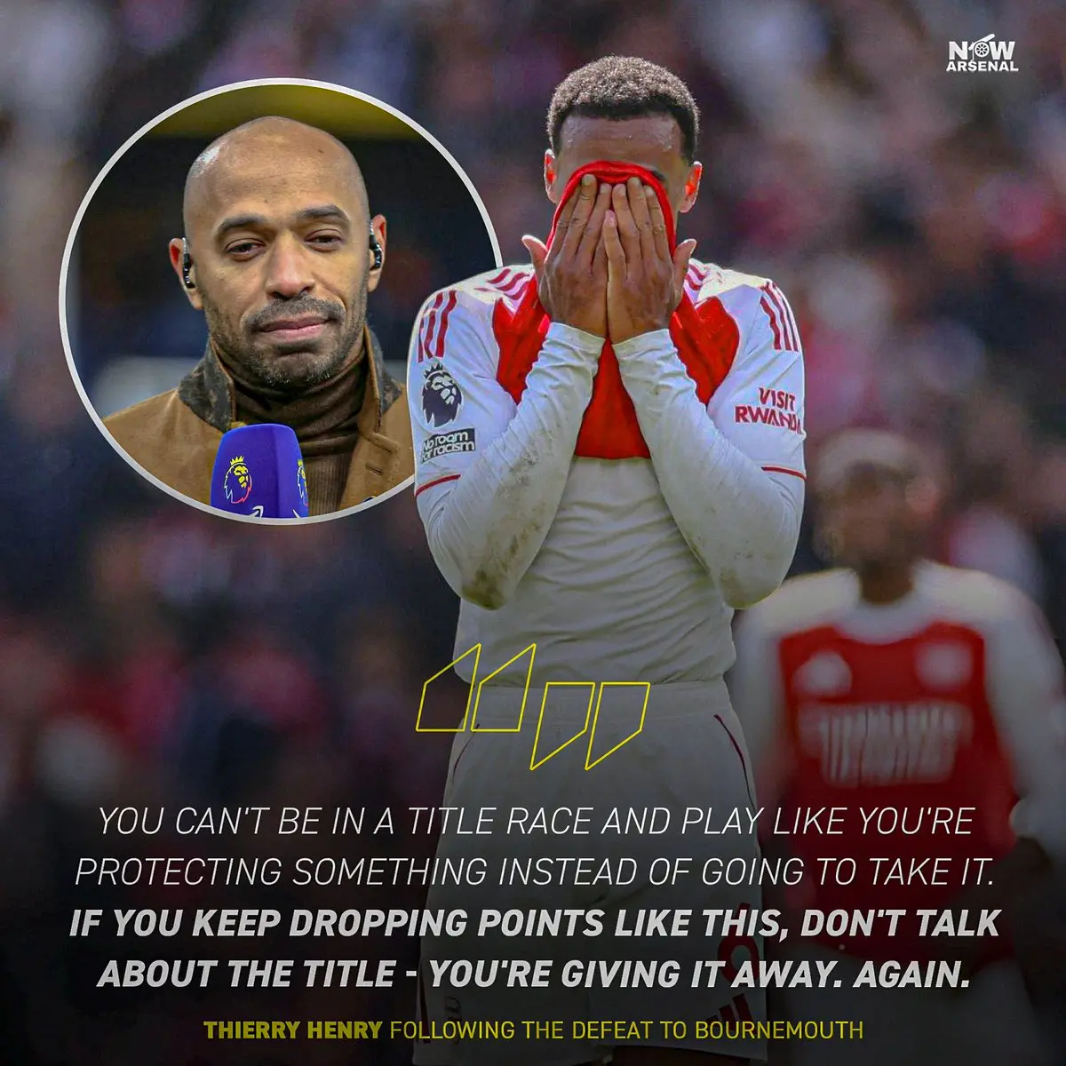 亨利痛批阿森纳昨晚表现：患得患失、令人极度失望