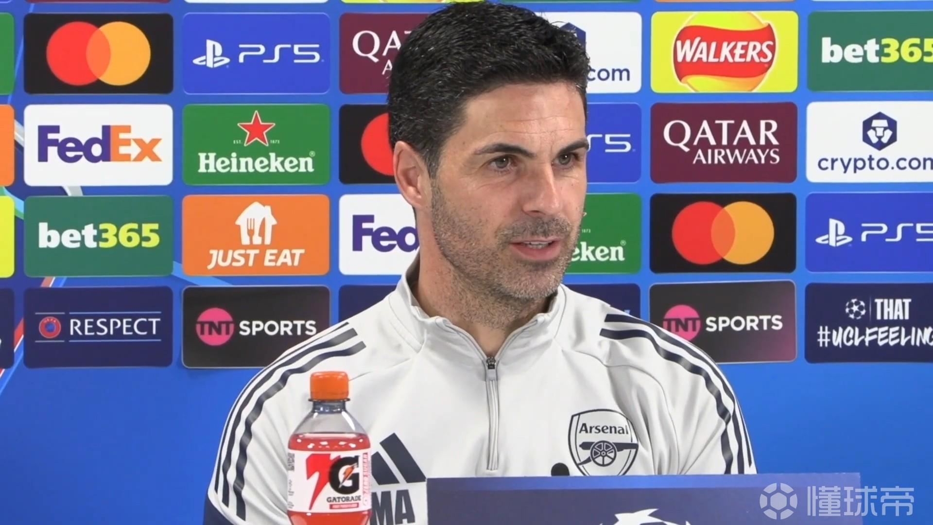 阿尔特塔：我想在球员、观众和我自己身上看到纯粹的火焰